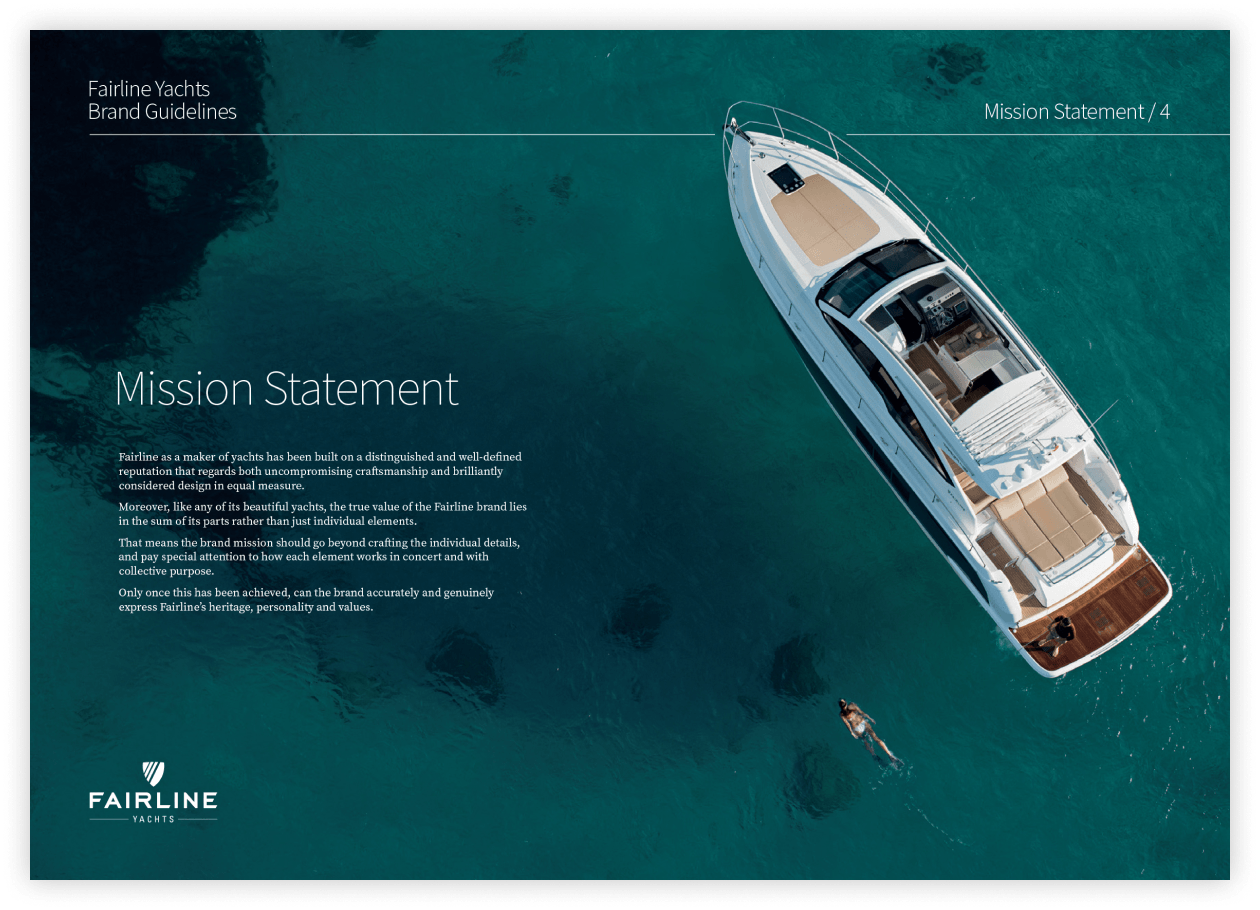 Fairline Yachts Mission Statement from Brand Guidelines