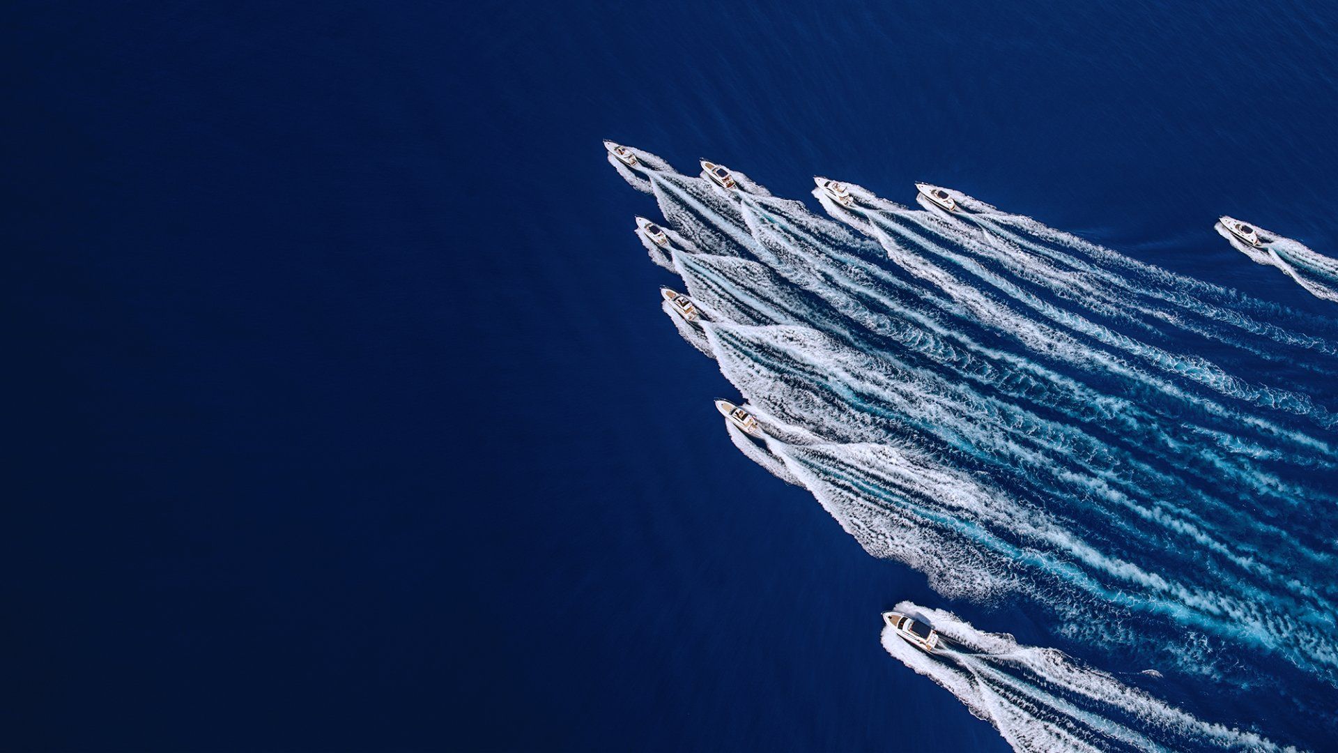 Fleet of Fairline yachts traveling in unison. © The Animo Group Ltd.