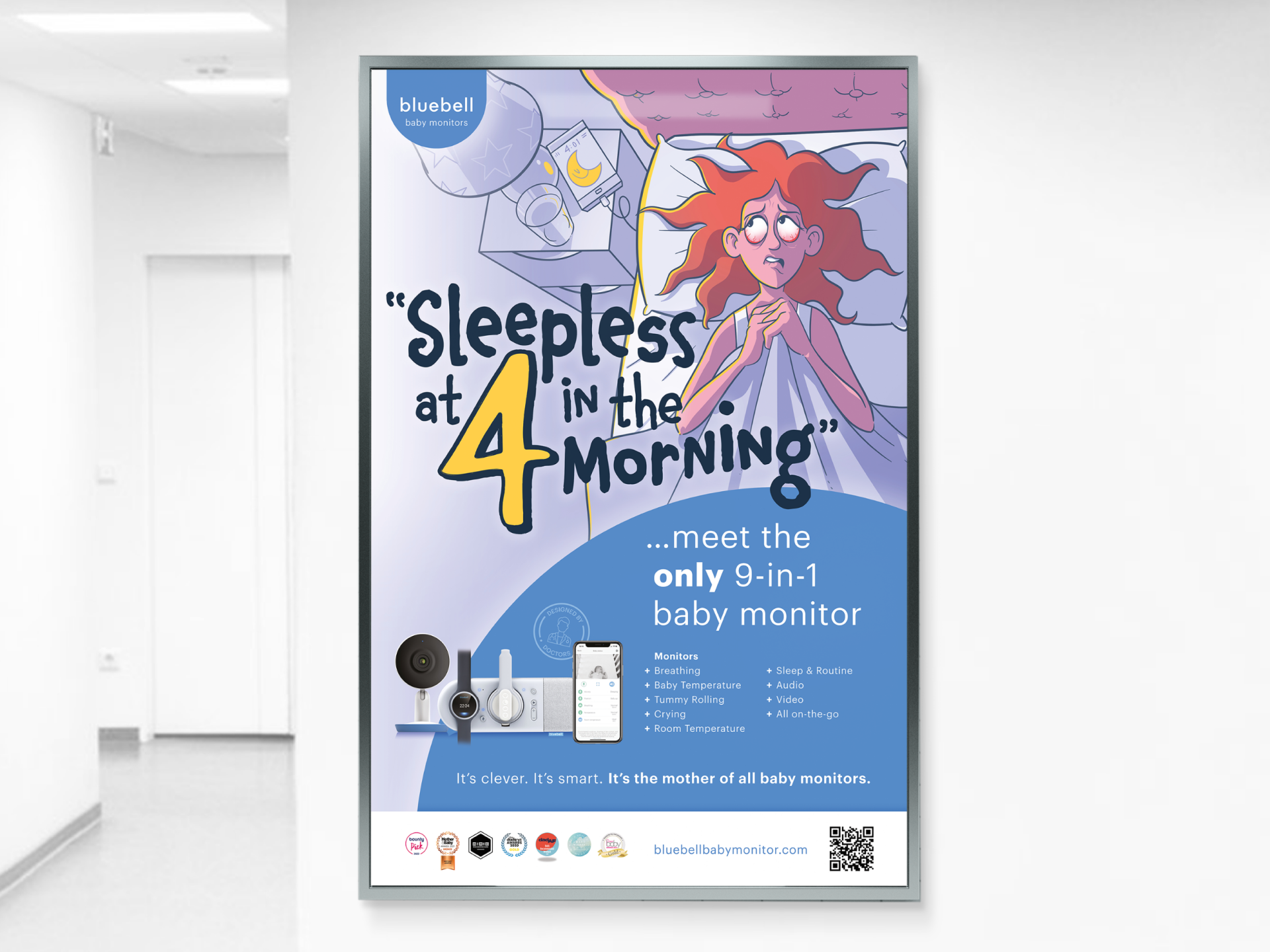 a poster on a wall that says sleepless at 4 in the morning