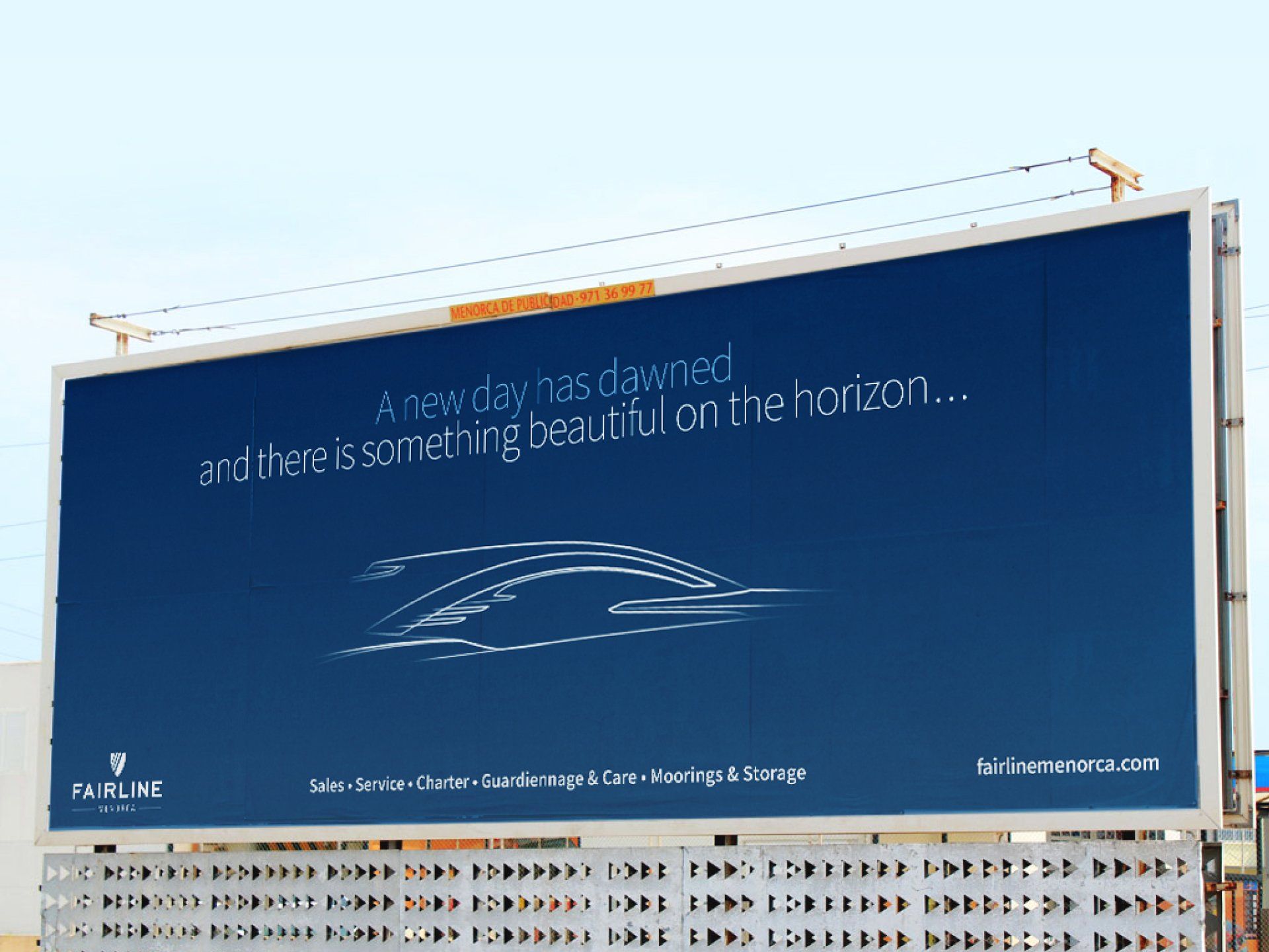 Teaser billboard ad for the Fairline Yachts Targa 63 GTO. Headline: 