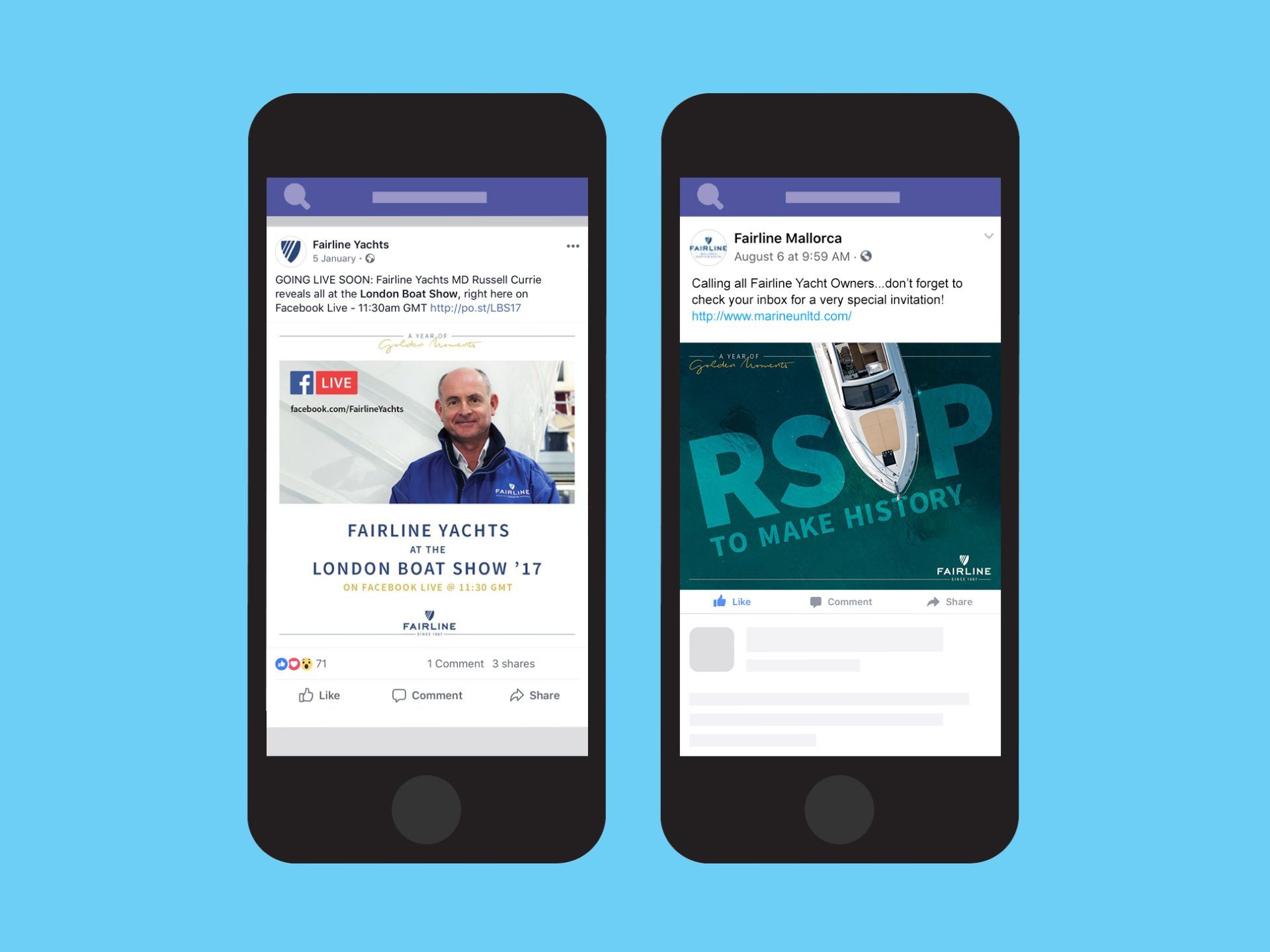 Social media sponsorship for Fairline Yachts' 