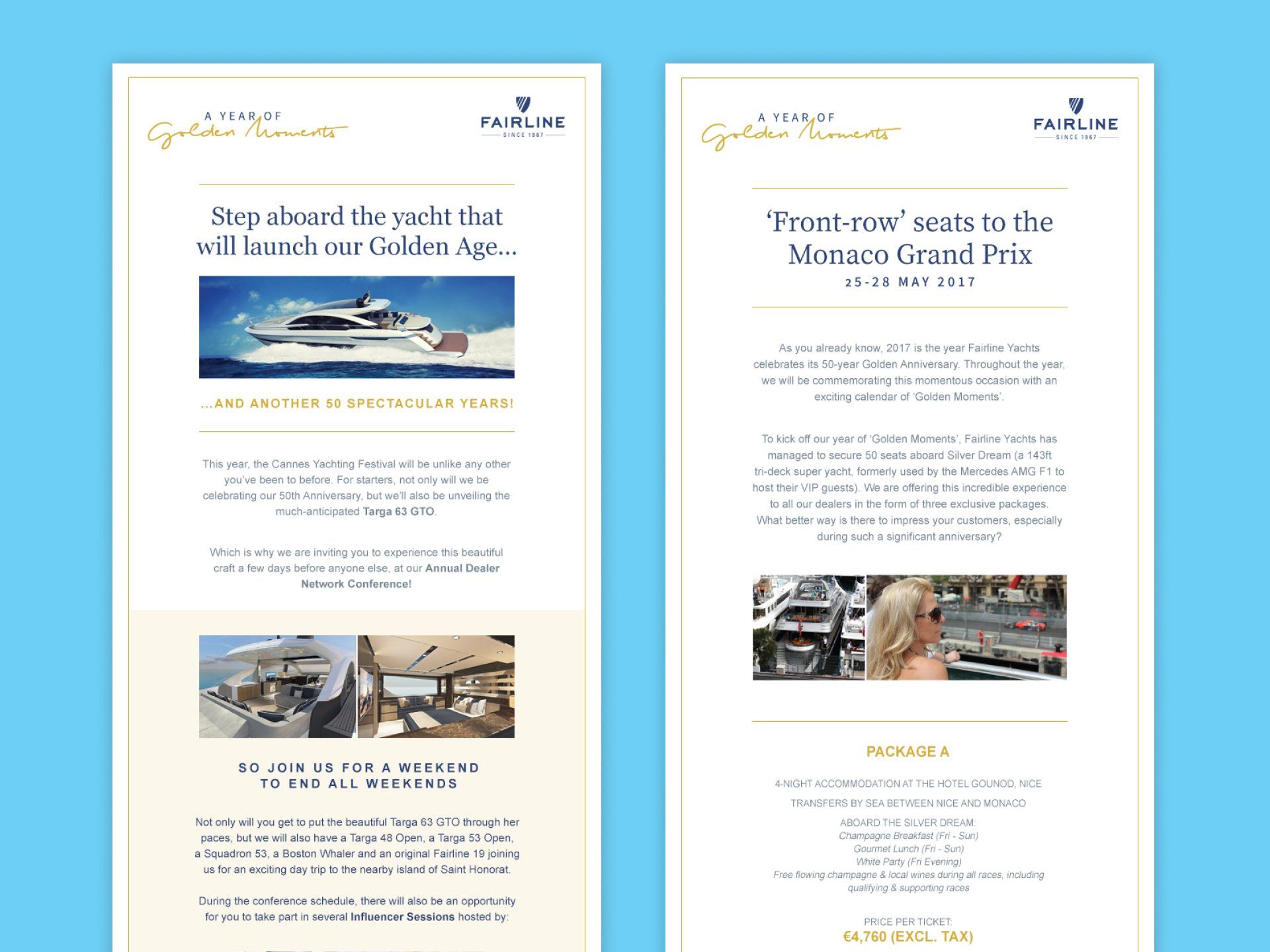 Email marketing for Fairline Yachts' 