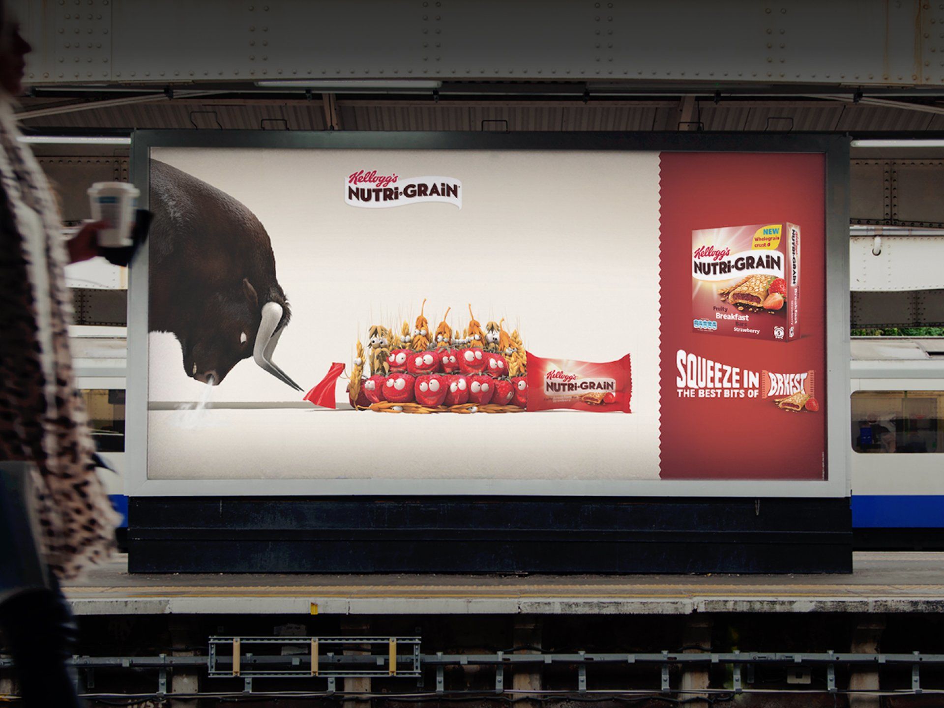 London TfL platform billboard advert for Kellogg's Nutri-Grain. © The Animo Group Ltd.