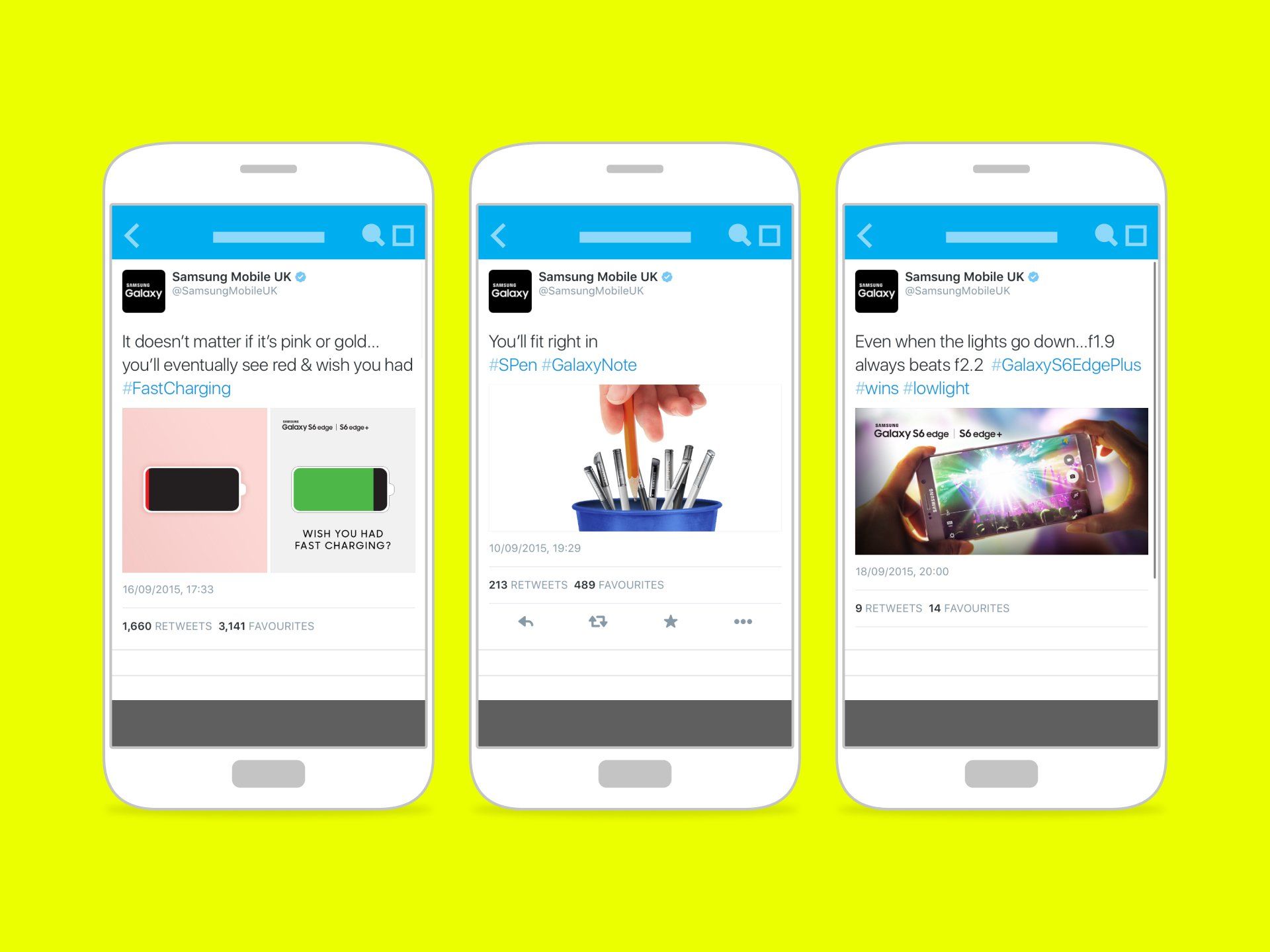 Planned Twitter content for Samsung's Newsjacking event to promote the Galaxy S6. © The Animo Group Ltd.