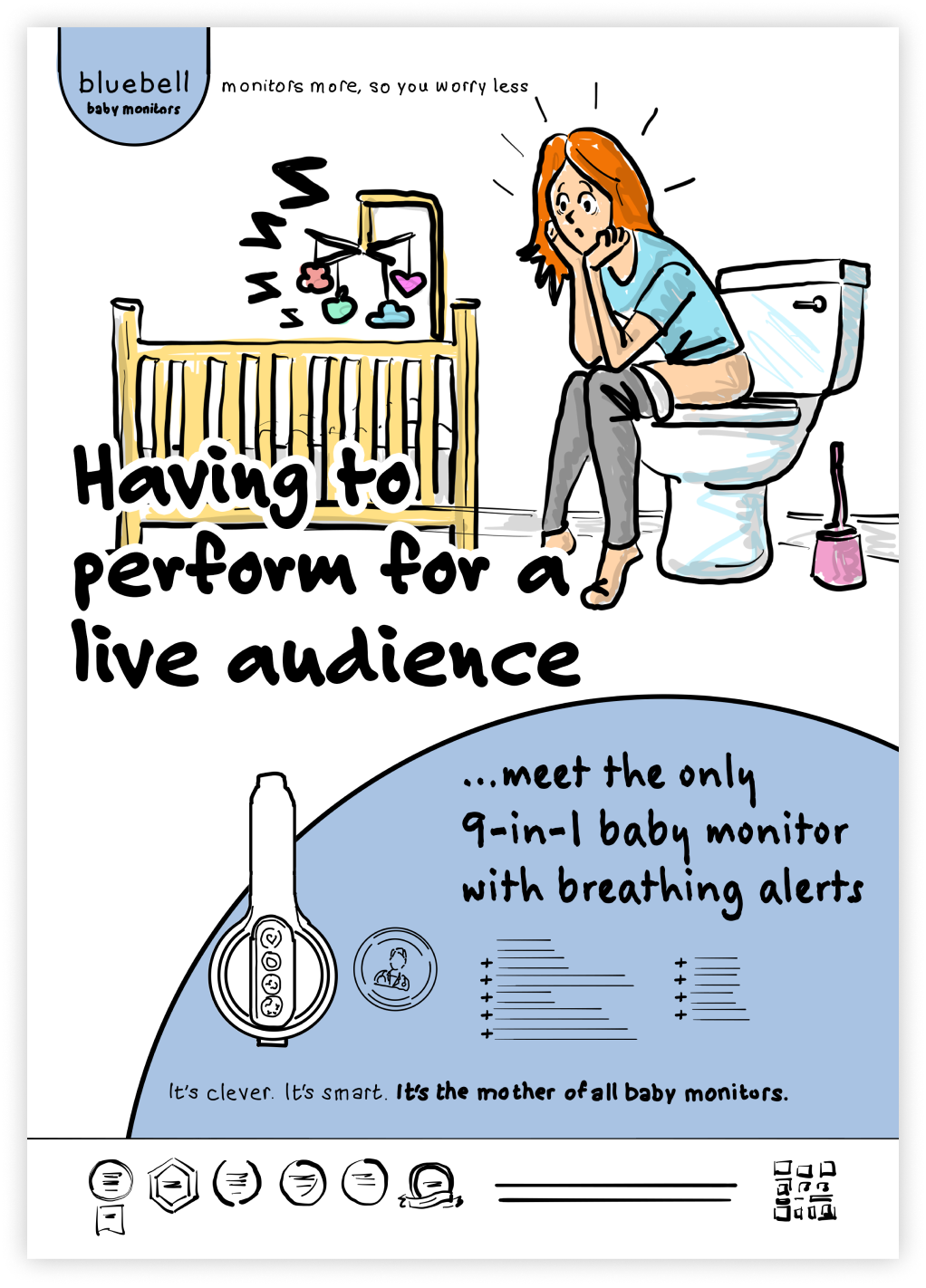 an ad scamp of a woman sitting on a toilet .