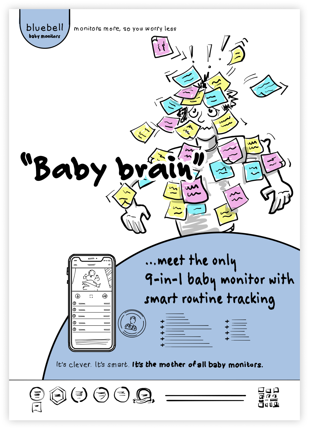 an ad scamp for a baby monitor with smart routine tracking .
