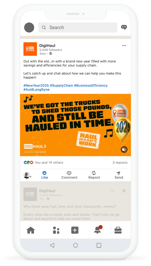 A cell phone with a linkedin ad on it.