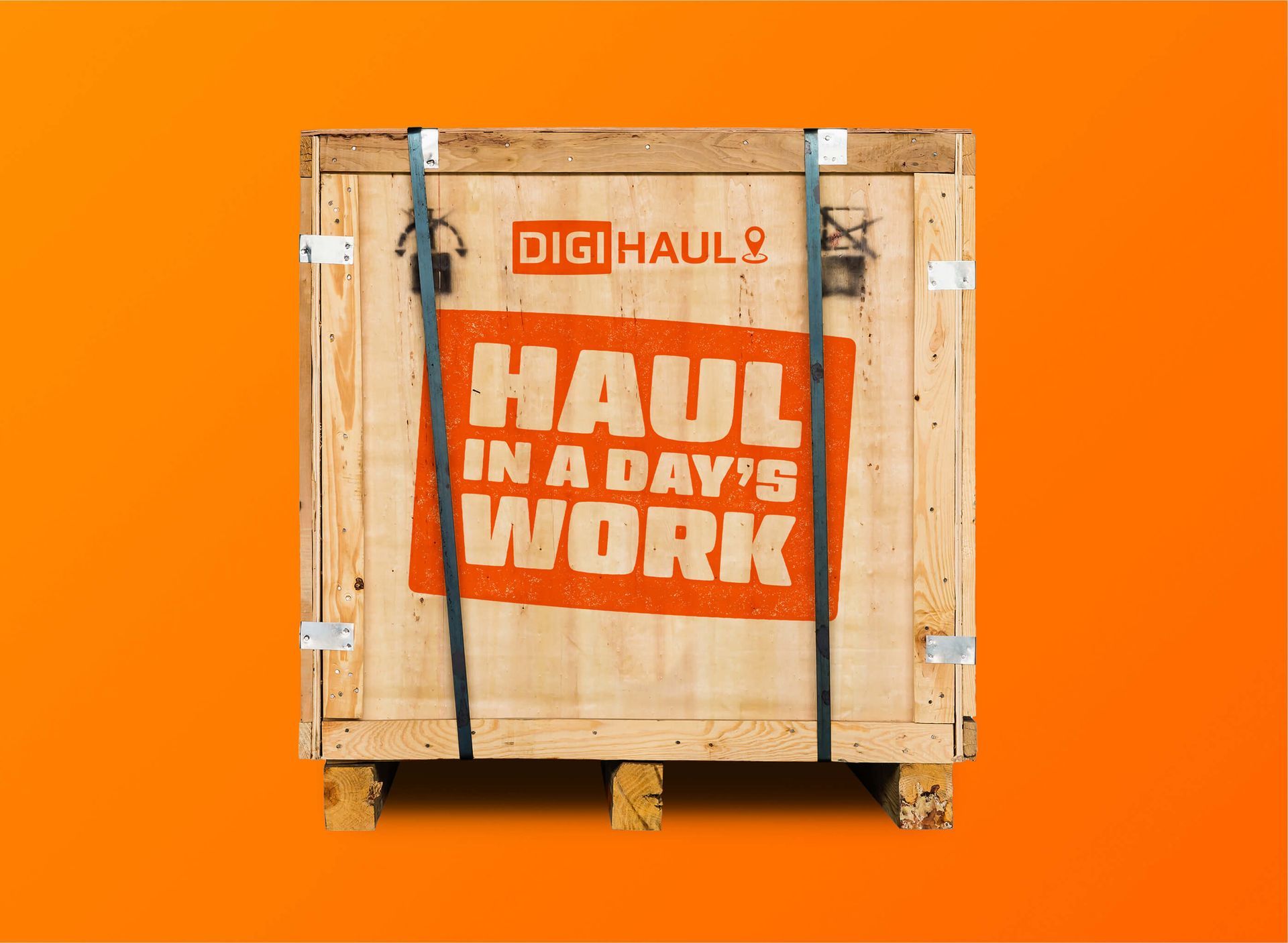 A wooden box that says haul in a day 's work