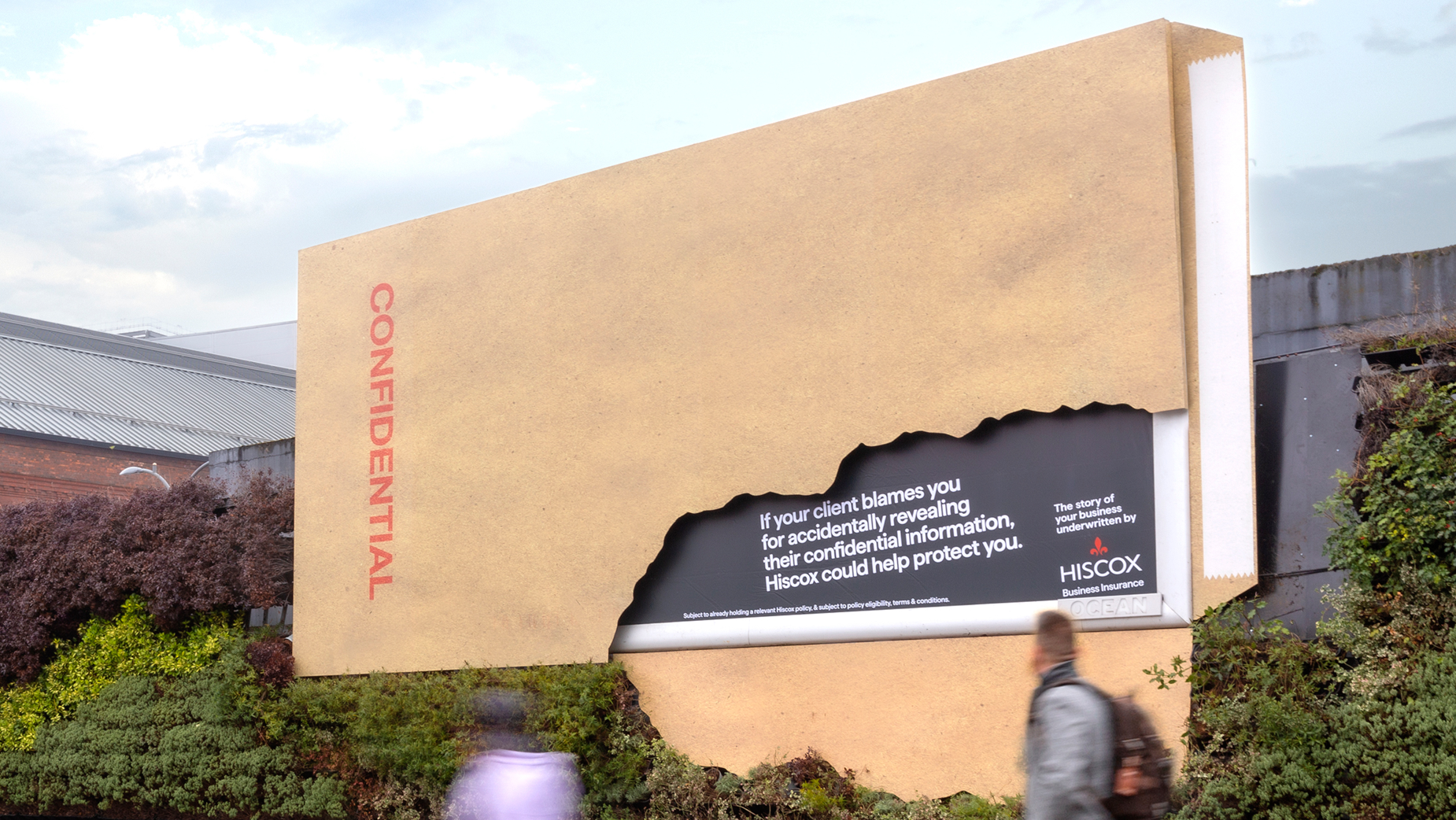 A large sign that says confidential on it