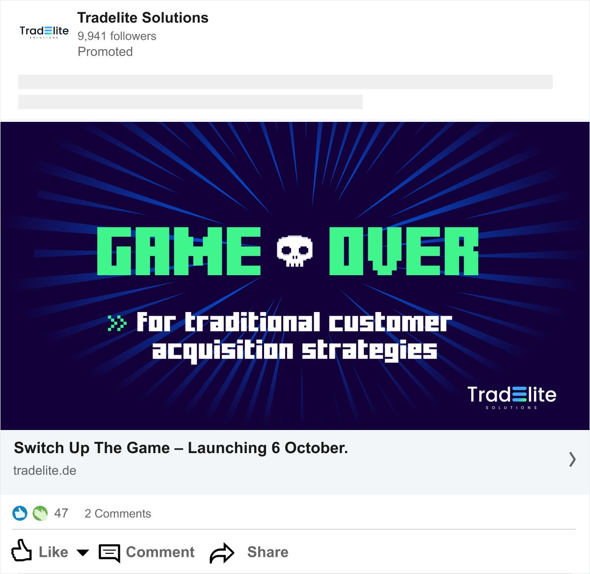 a facebook post that says game over for traditional customer acquisition strategies