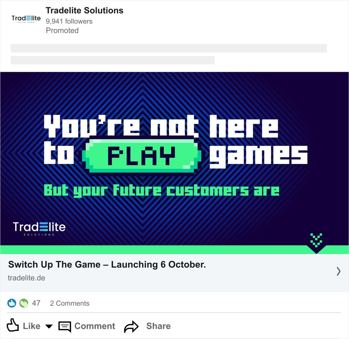 a facebook post that says you 're not here to play games but your future customers are