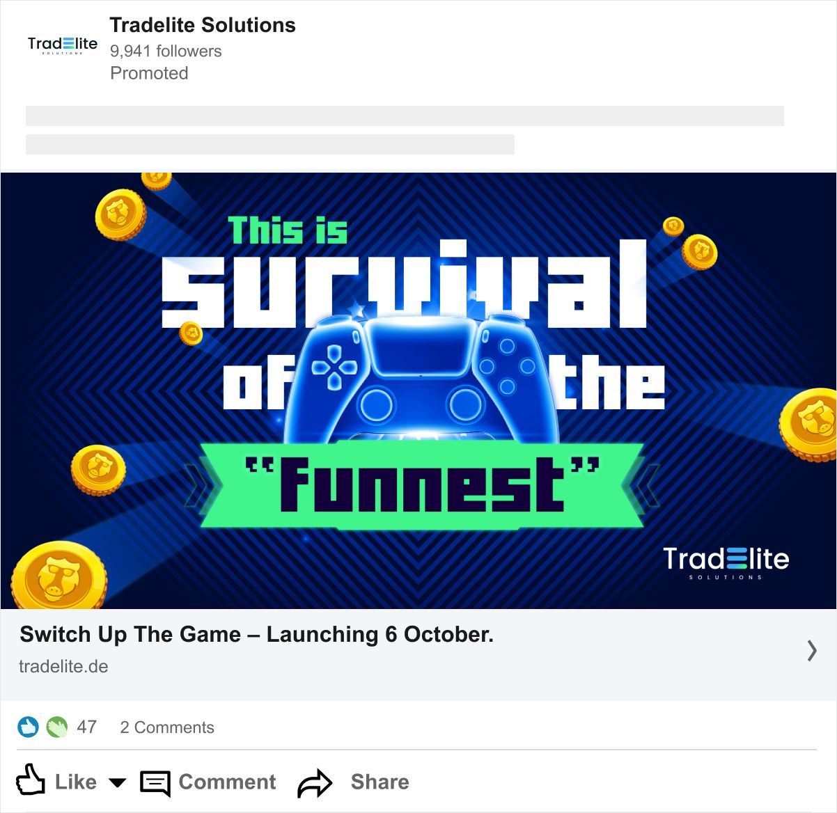 a facebook post featuring a video game controller with the words
