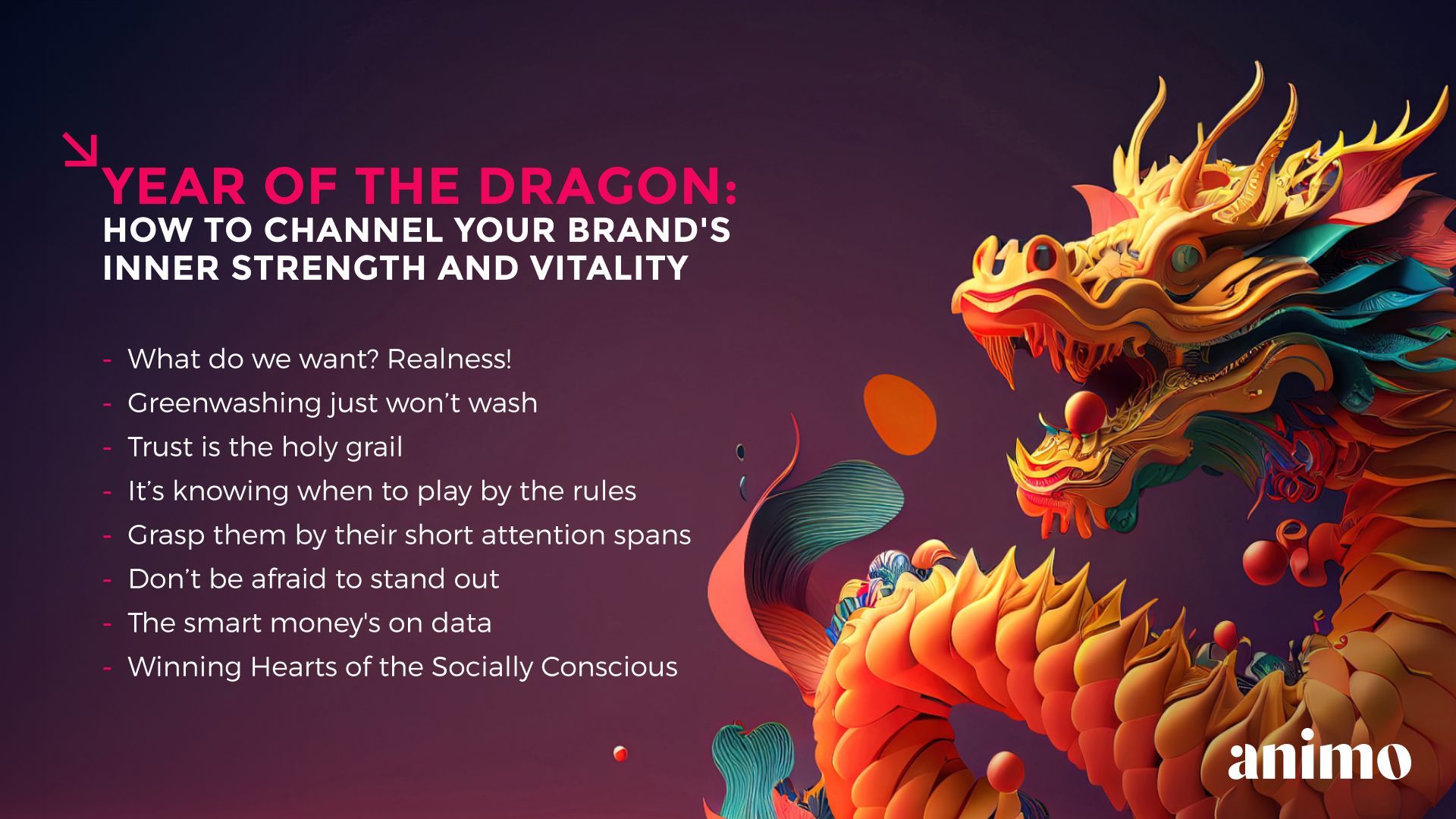 a poster with a dragon on it that says `` year of the dragon : how to channel your brand 's inner strength and vitality ''