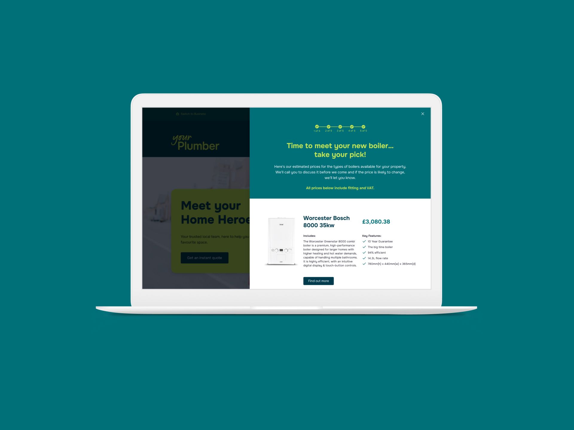 A laptop computer is open to a website on a green background.