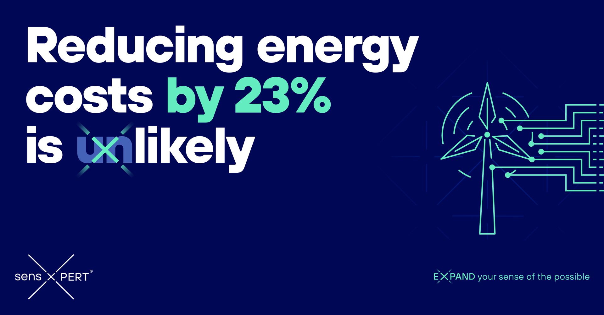 a blue sign that says reducing energy costs by 23% is likely