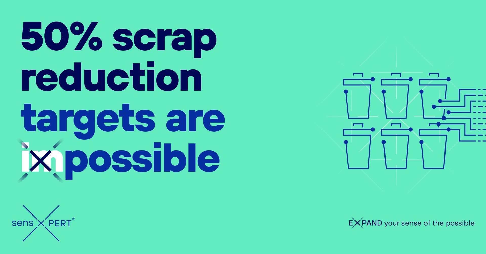 A poster that says `` 50 % scrap reduction targets are impossible ''