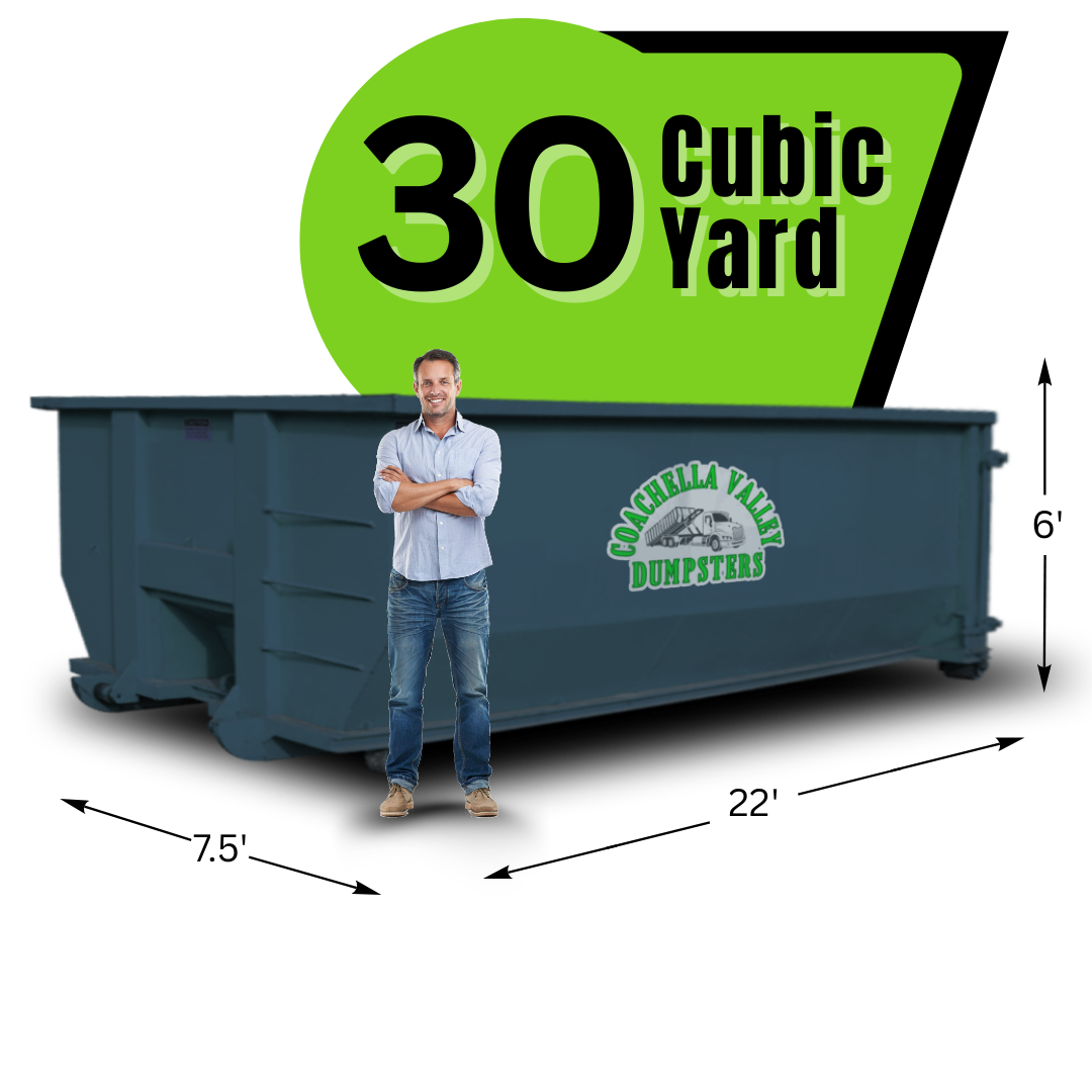 Coachella Valley Dumpster with graphics and texts