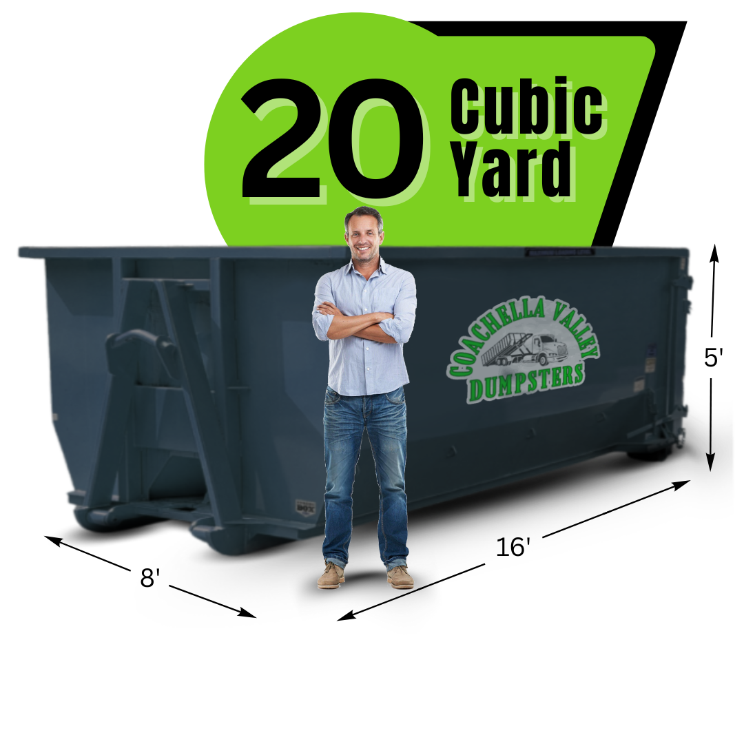 Coachella Valley Dumpster with graphics and texts