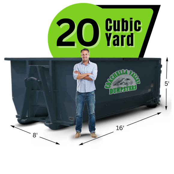 Coachella Valley Dumpster with graphics and texts