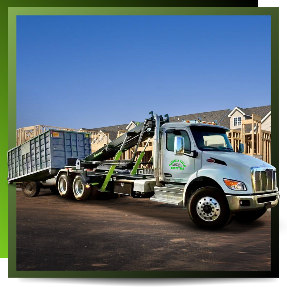 Coachella Valley Dumpster parked in front of a house