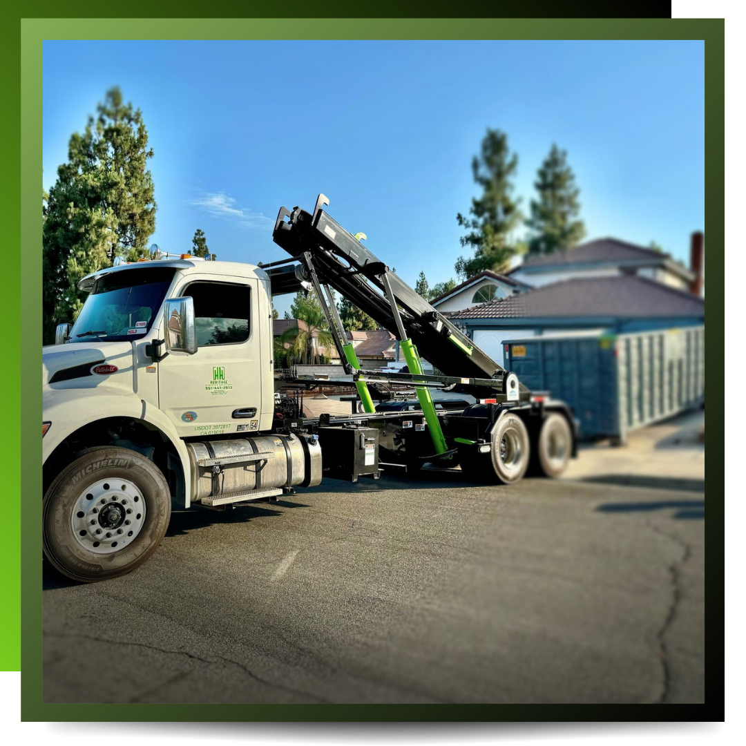 Coachella Valley Dumpster parked in front of a house