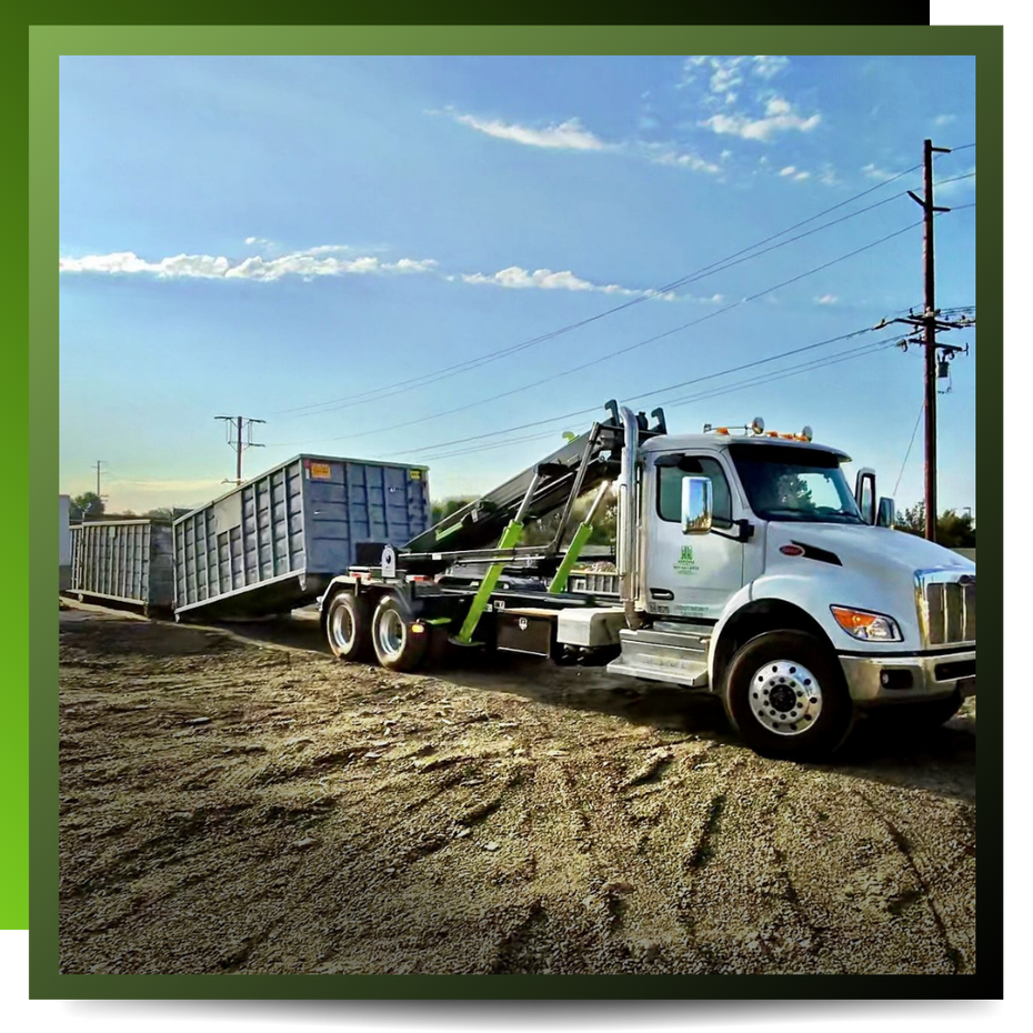 Coachella Valley Dumpster parked in front of a house