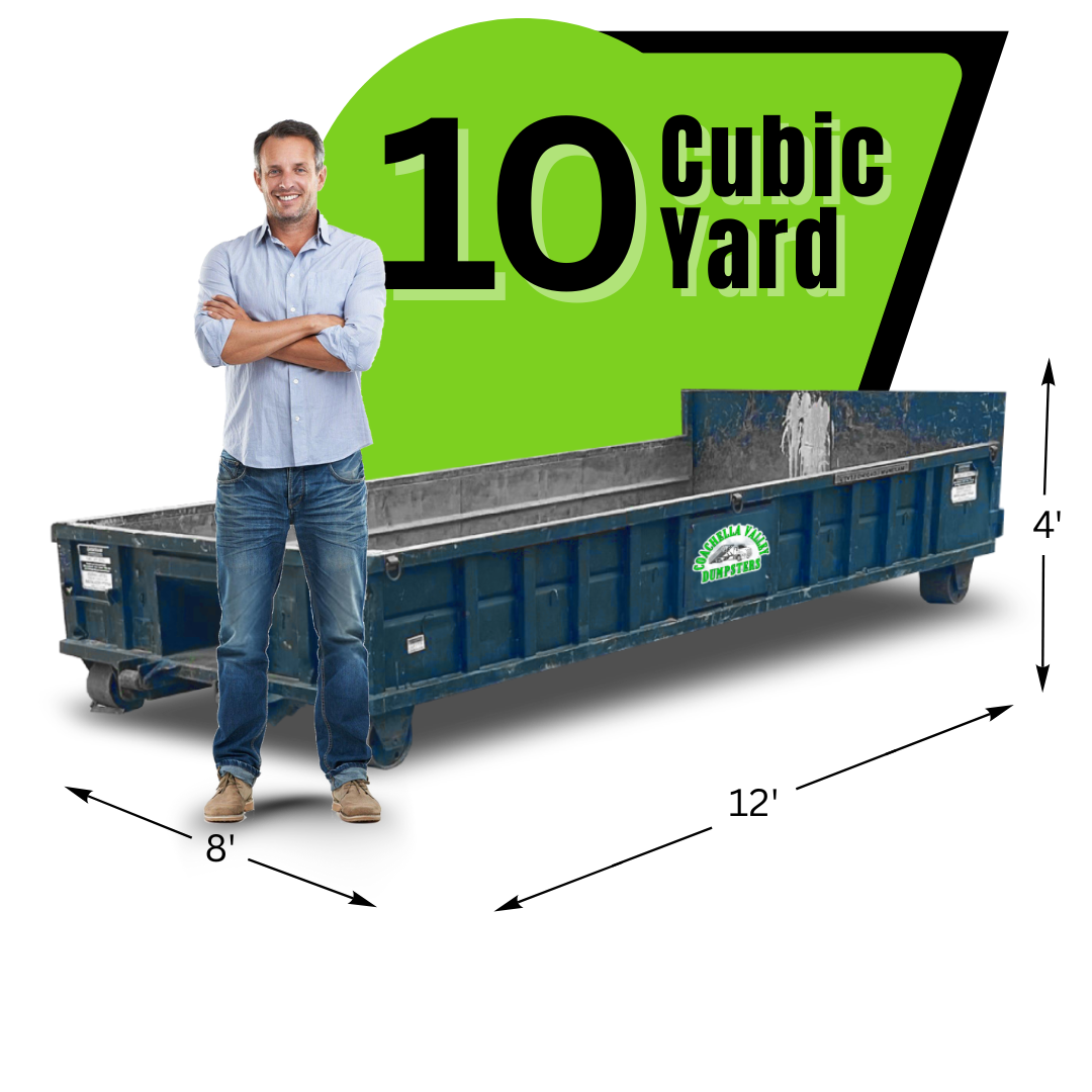 Coachella Valley Dumpster with graphics and texts