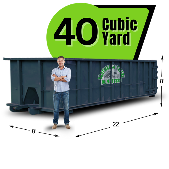 Coachella Valley Dumpster with graphics and texts