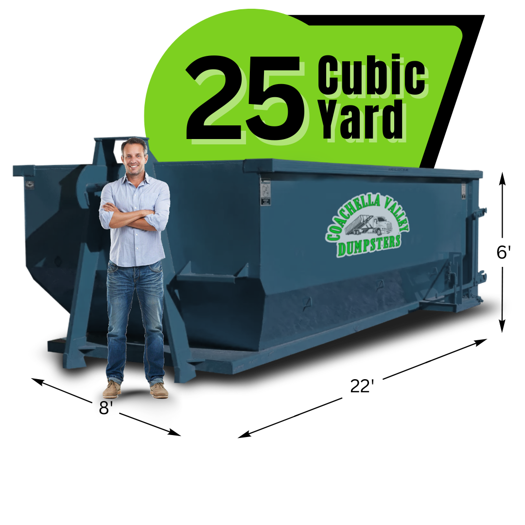 Coachella Valley Dumpster with graphics and texts