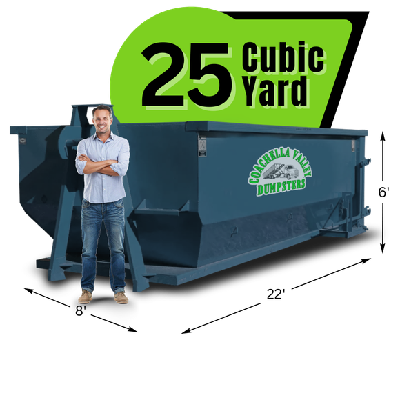 Coachella Valley Dumpster with graphics and texts