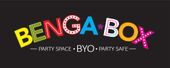 A colorful logo for benga box party space byo party safe