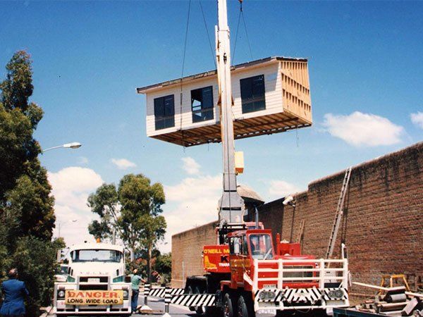 small building on crane