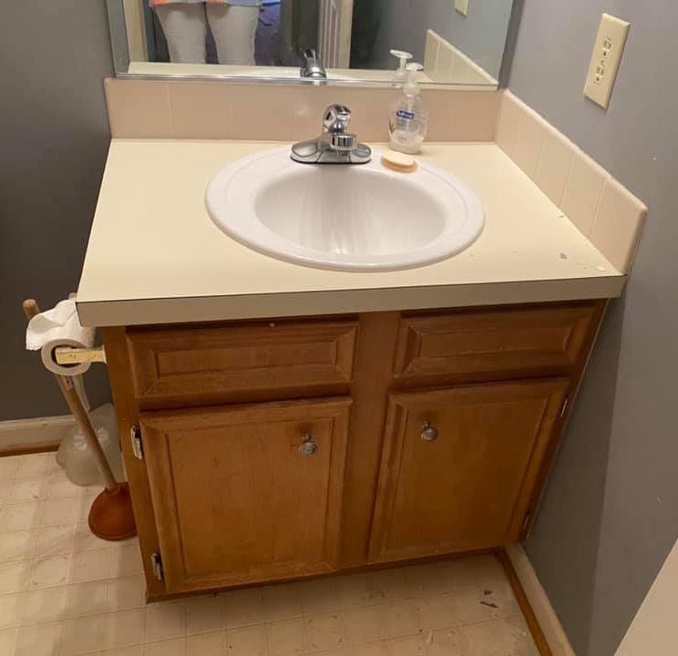 Before Bathroom Cabinet Refinishing — Kernersville, NC — RENEW-It Master

