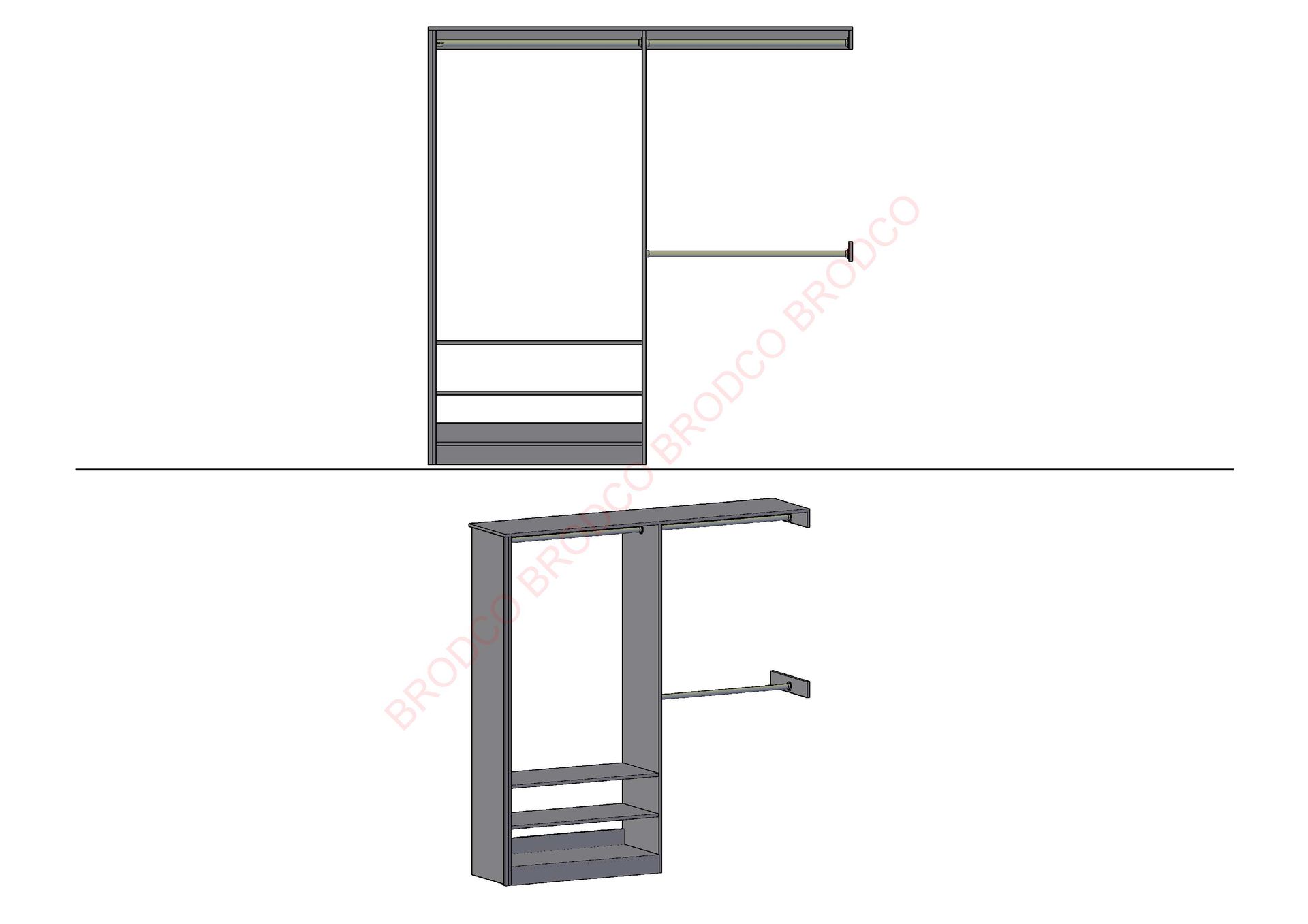 A black and white drawing of a sliding door closet.