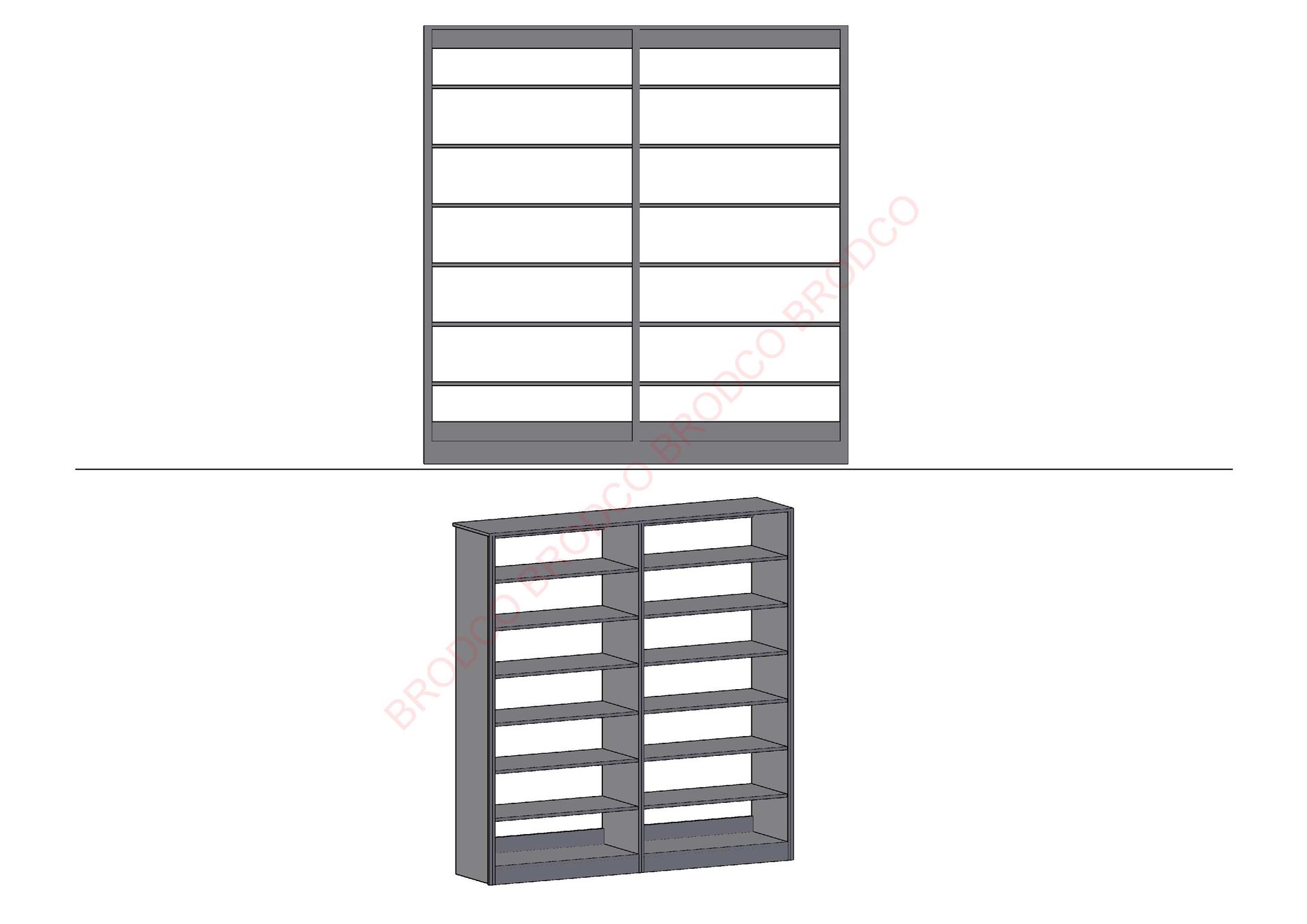 A drawing of a sliding glass door and a bookshelf.