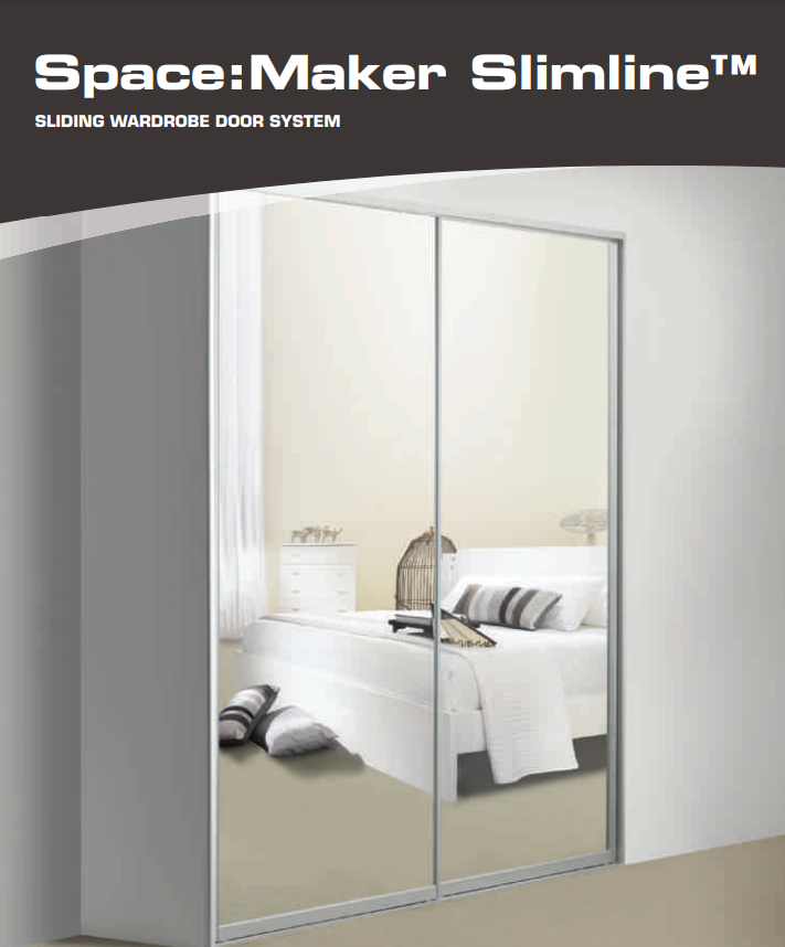 A brochure for space maker slimline sliding wardrobe door system