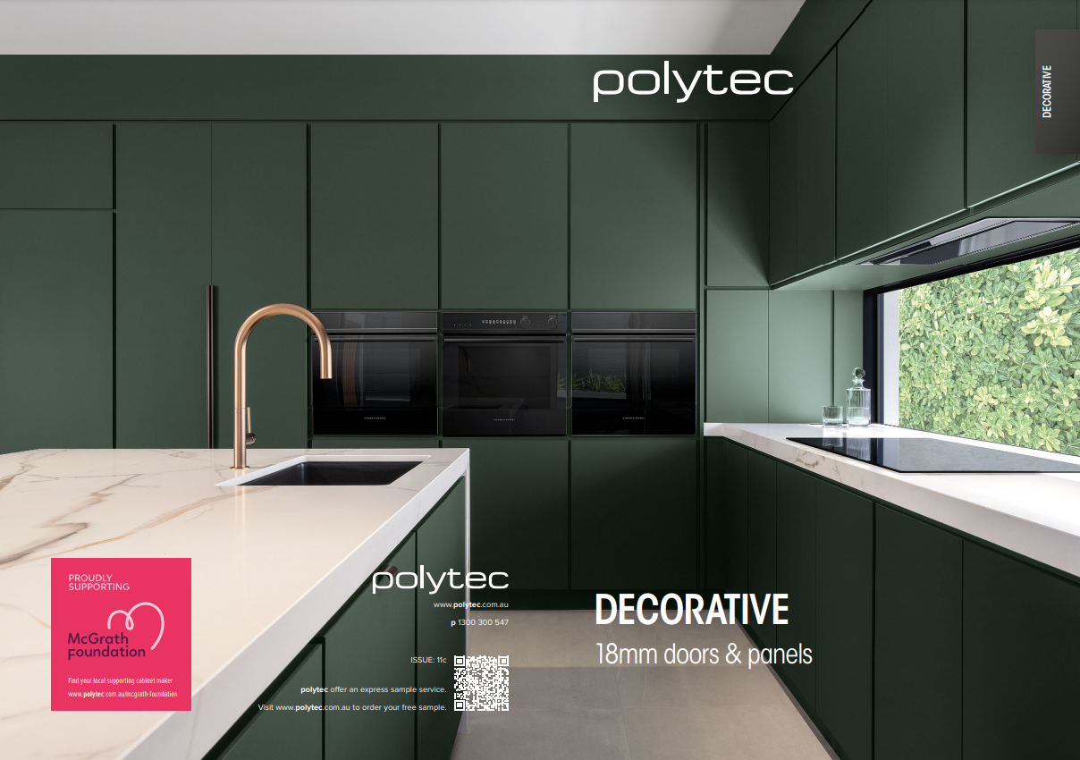 A kitchen with green cabinets and a white counter top