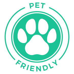 A teal circle icon featuring a white paw print in the center, with the words 