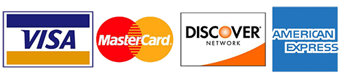 Visa mastercard discover and american express logos on a white background