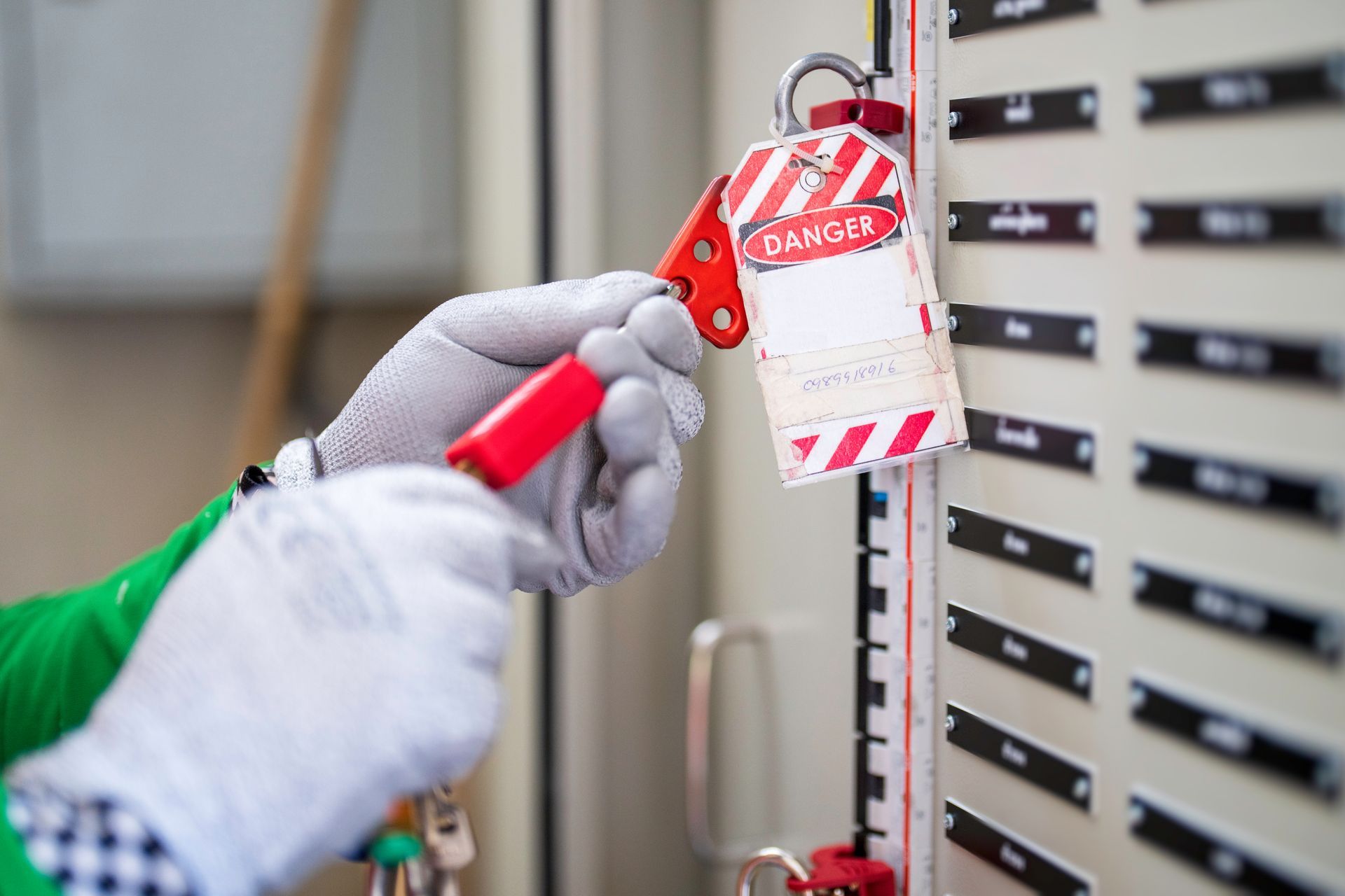 Key lock circuit breaker at main distribution.