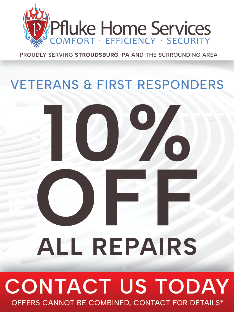 Pfluke Home Services offering veterans & first responders 10% off repairs.