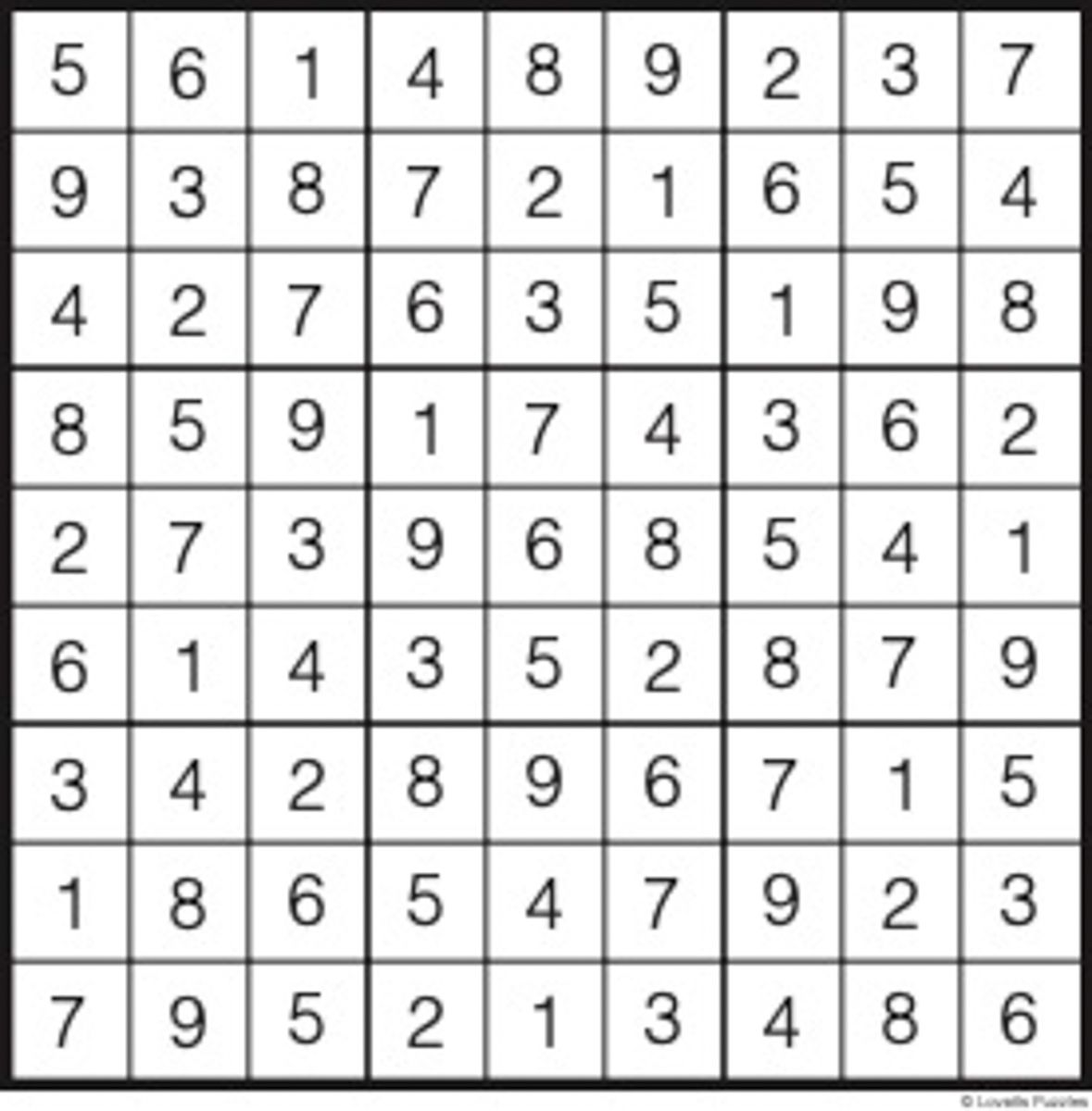 A sudoku puzzle with numbers in a square on a white background.