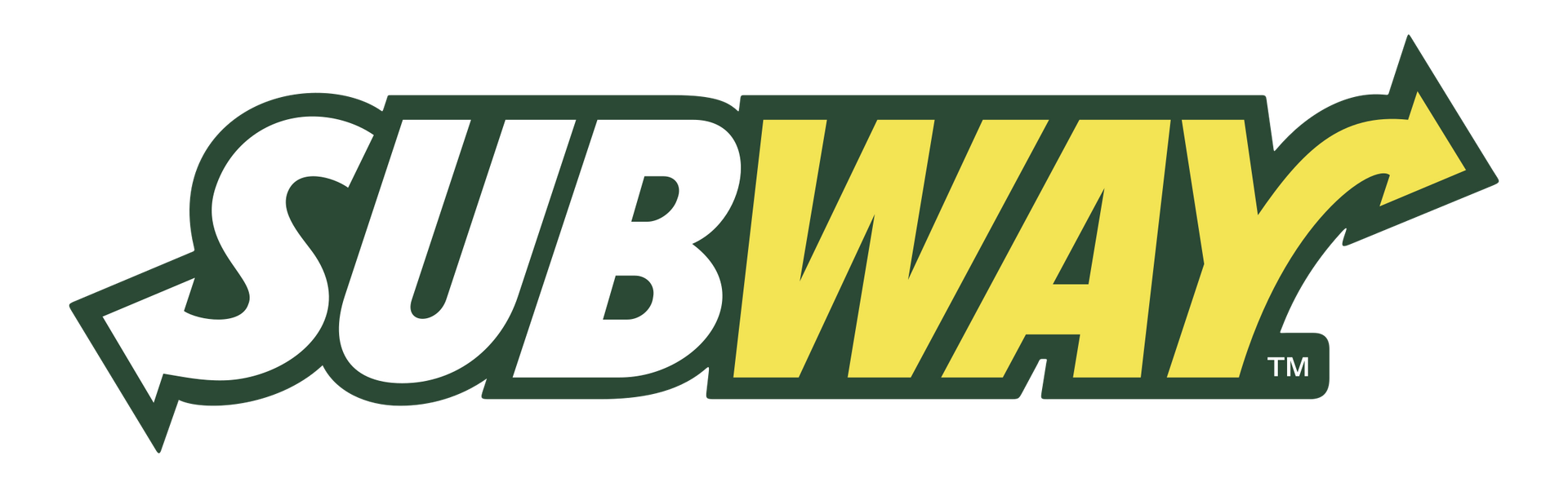A subway logo with a green arrow pointing to the right