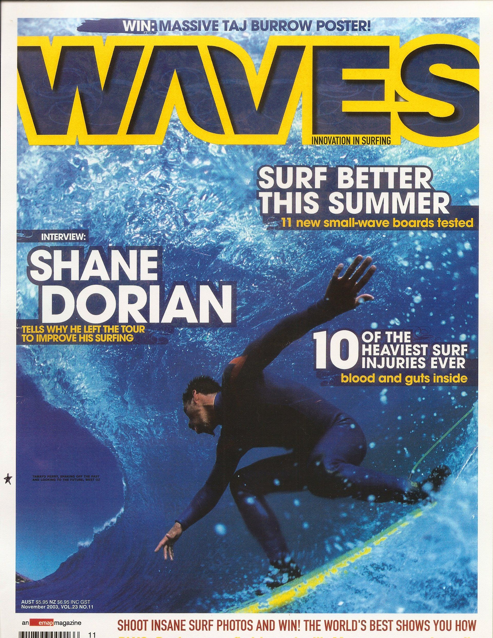 The cover of waves magazine with shane dorian on it