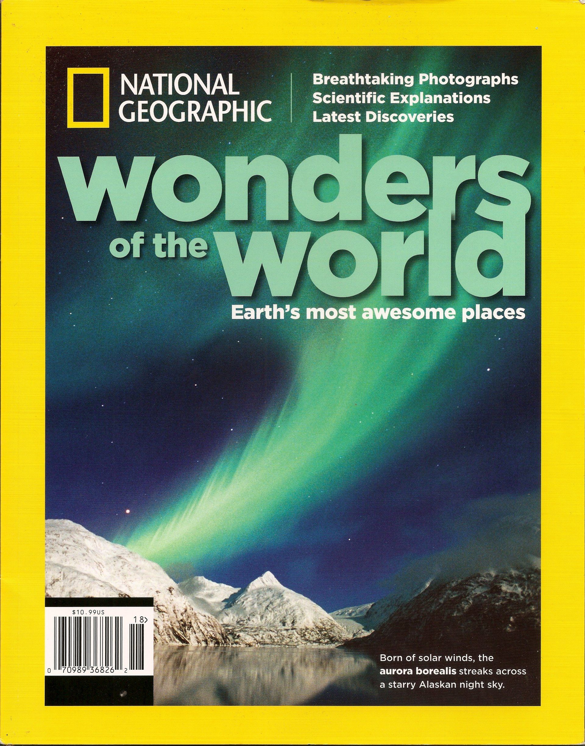 A national geographic book titled wonders of the world