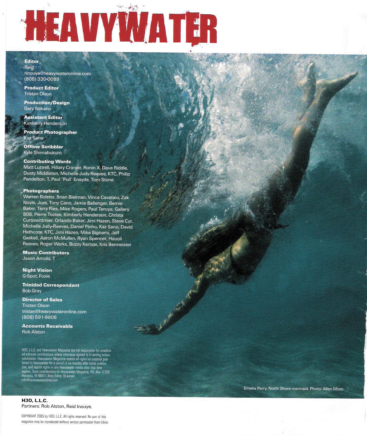 A poster for heavywater shows a man swimming in the water