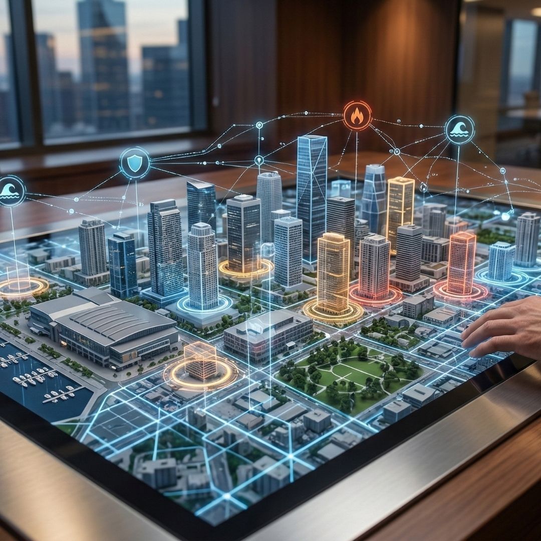 Map visualization representing geographic location factors for insurance premiums.