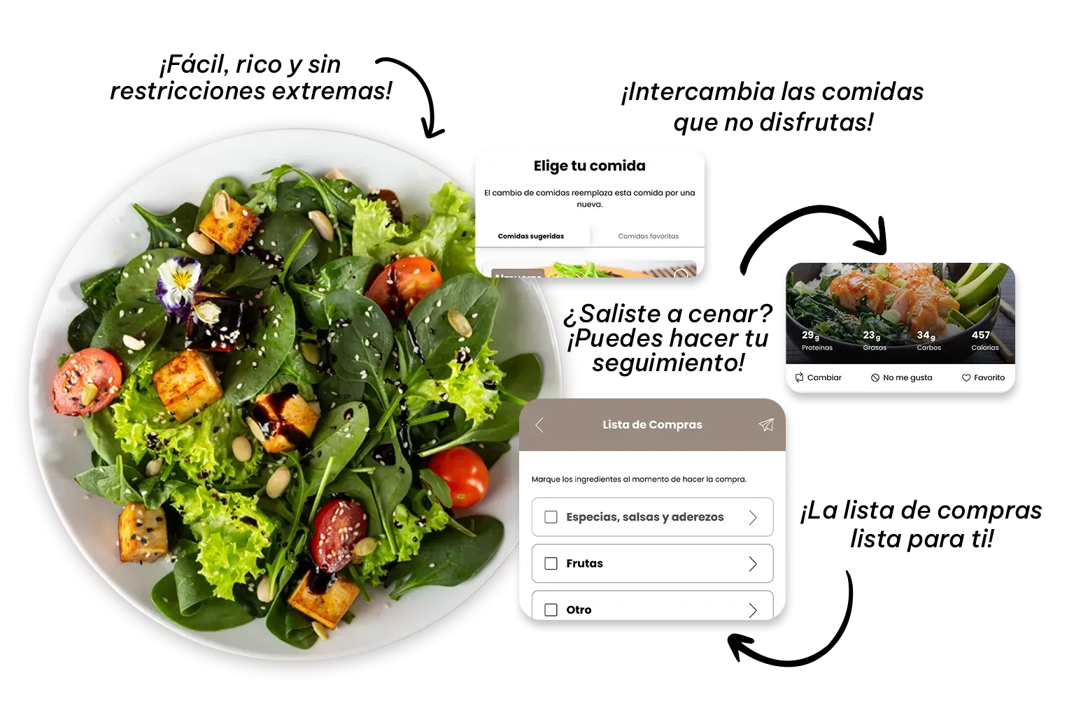 Salad with interactive elements: