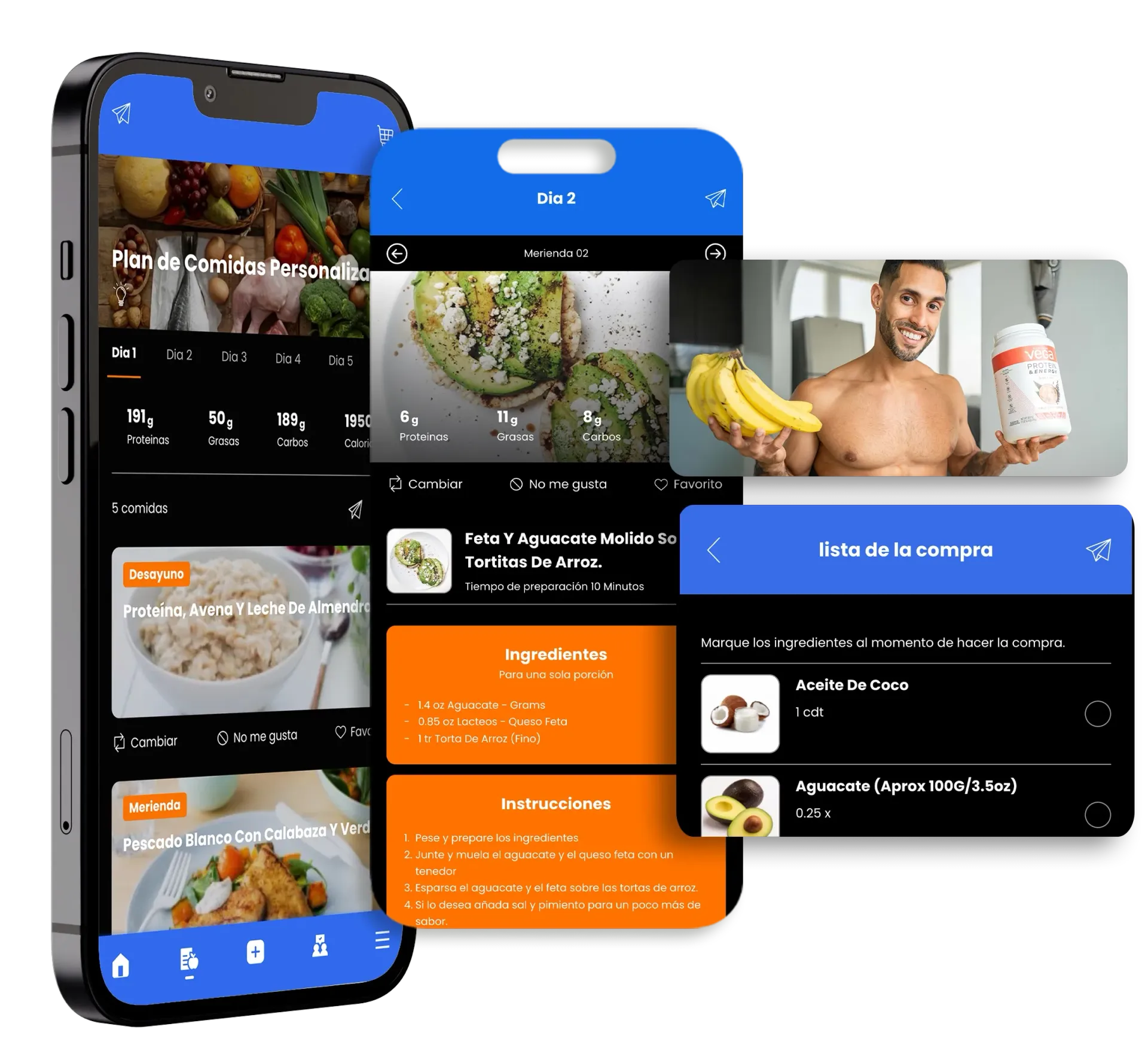 A cell phone with a meal plan app on it