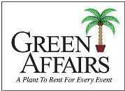 Logo: Green Affairs. Black text, palm tree illustration, tagline